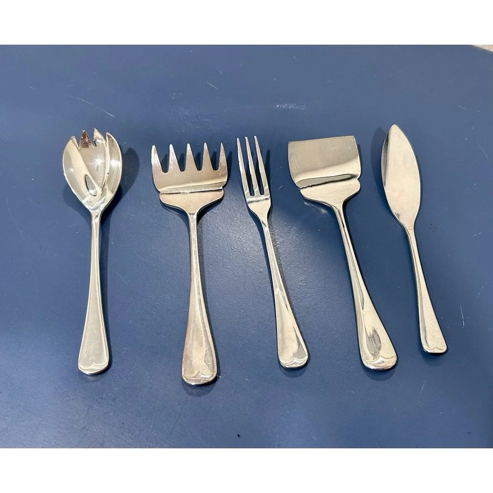 Godinger Japan Silver Plate Hour's D'oeuvres Master Bar Set 5 Pieces Hostess Set